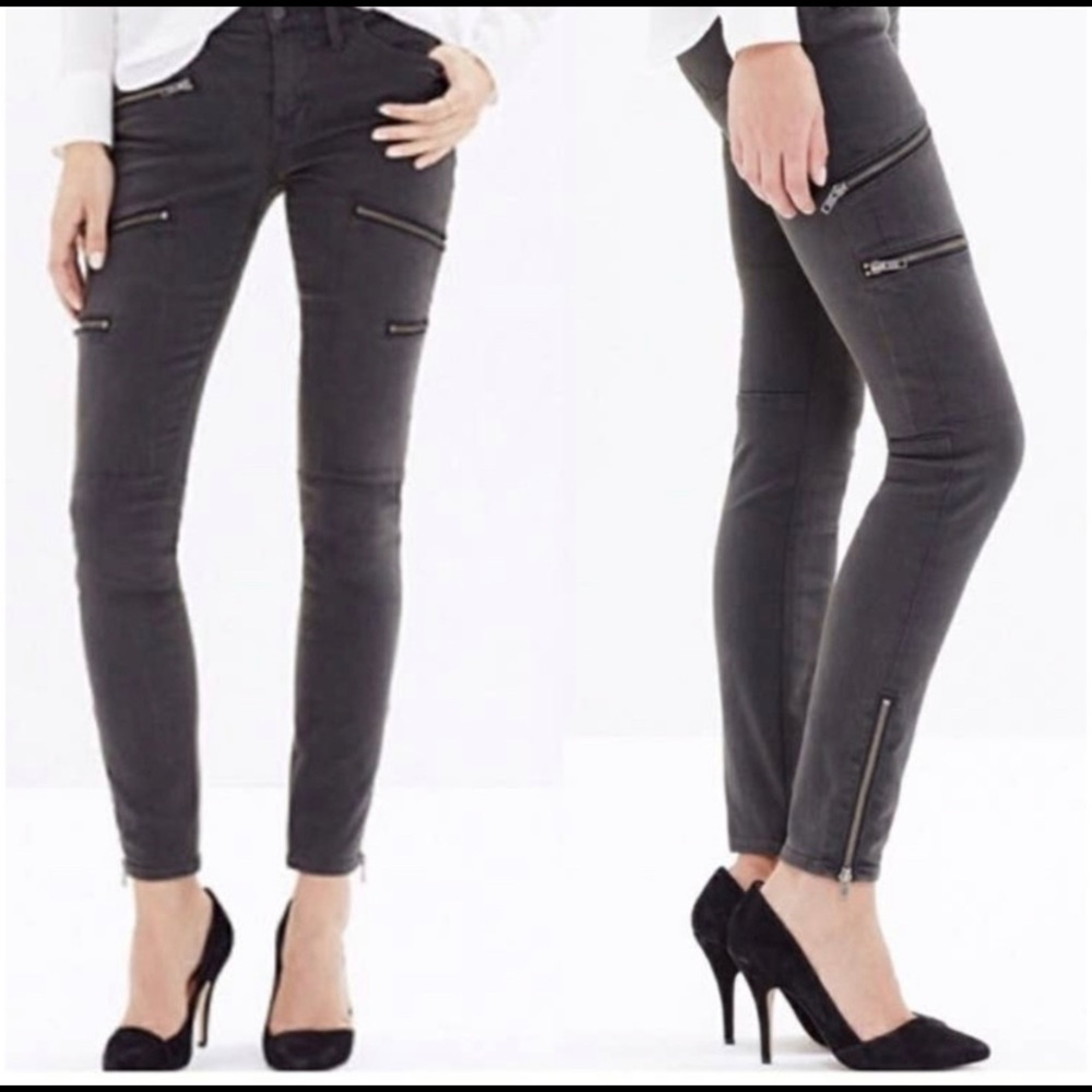 Madewell Skinny Skinny Moto Zip Grey Jeans